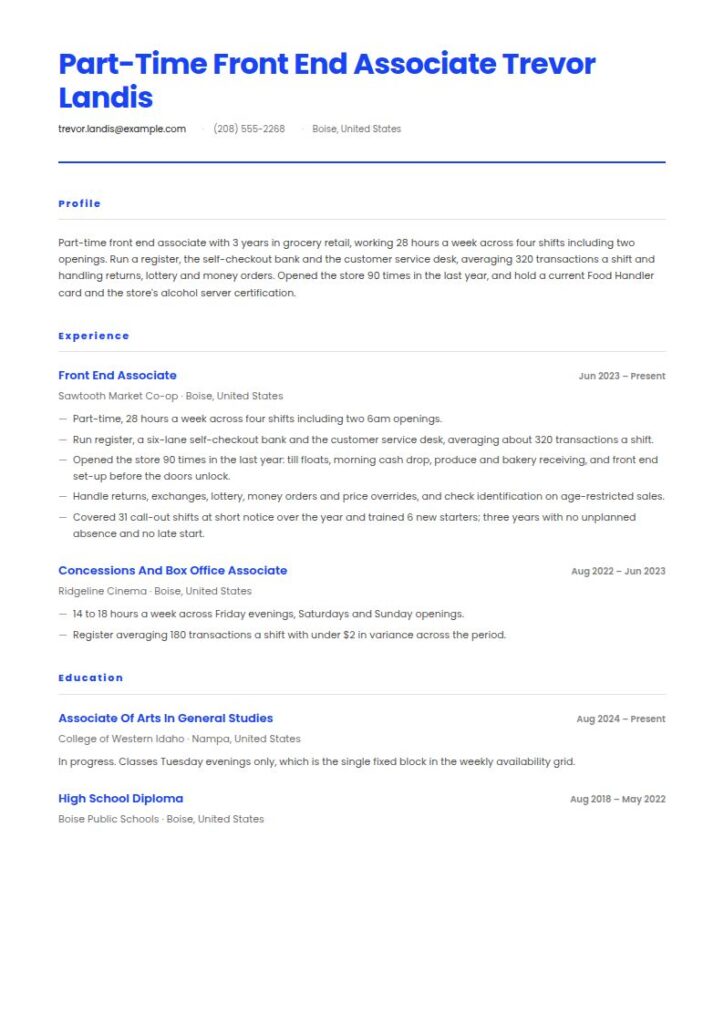 Part Time Job Resume Examples & Templates