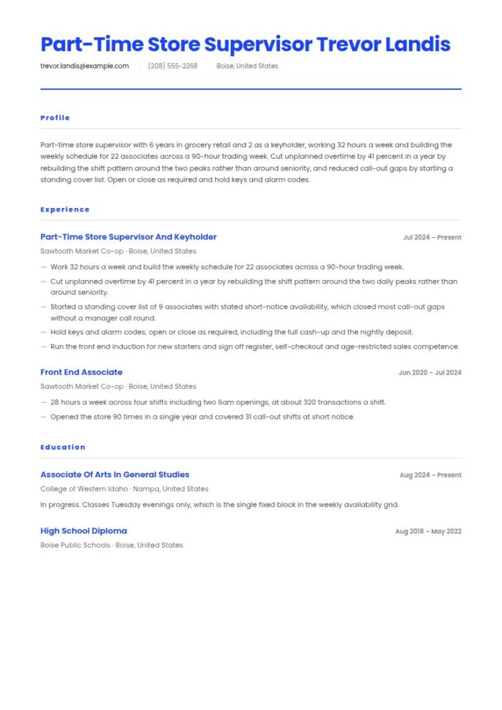 Part Time Job Resume Examples & Templates