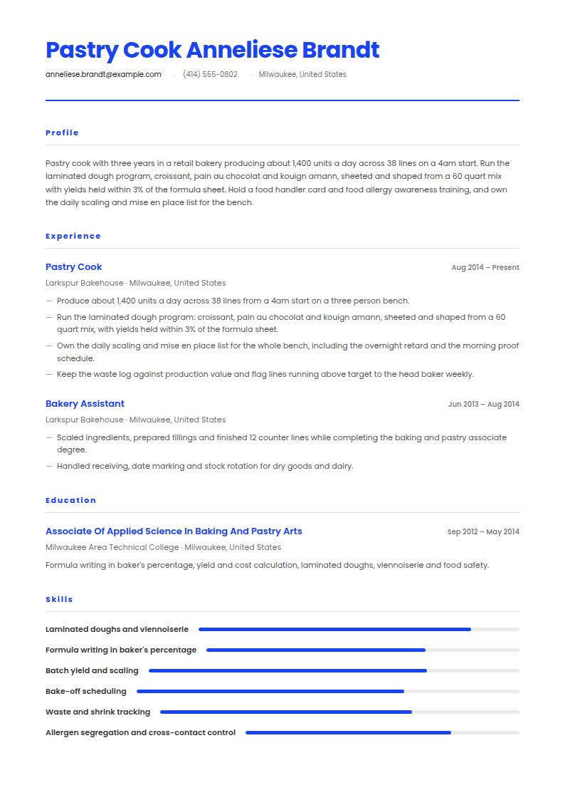 Pastry Chef Resume Examples & Templates