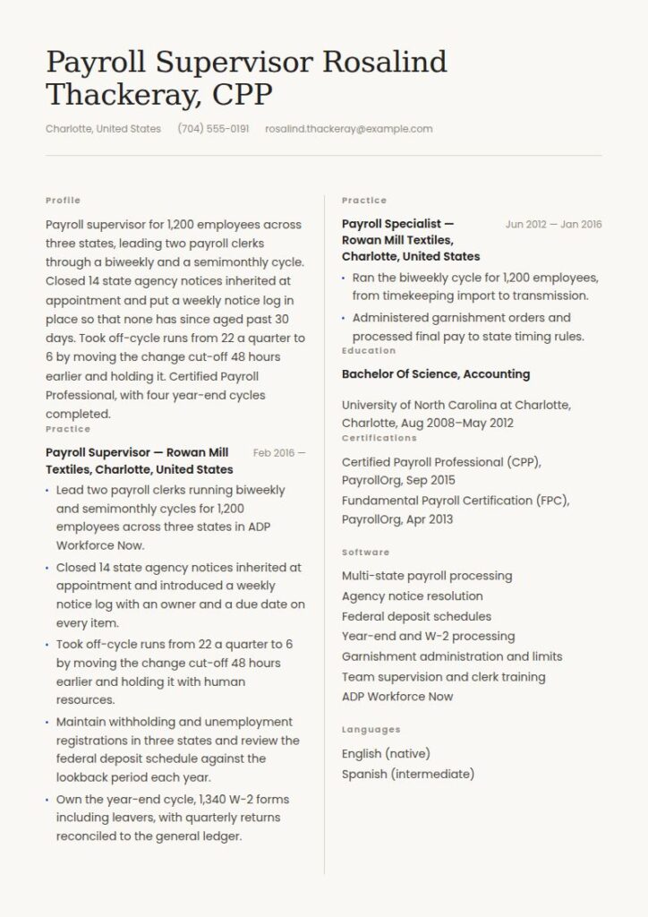 Payroll Manager Resume Examples & Templates