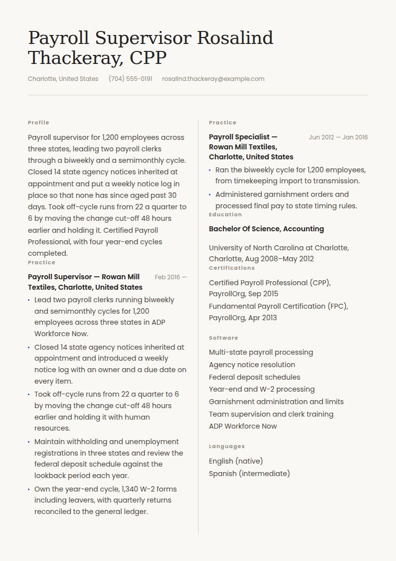 Payroll Manager Resume Examples & Templates