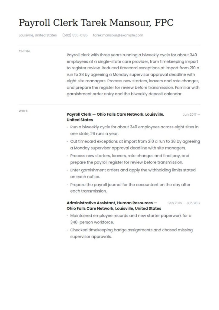 Payroll Specialist Resume Examples & Templates