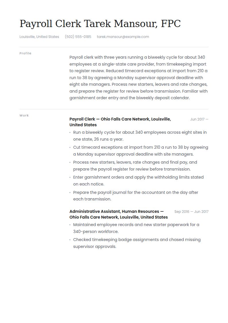 Payroll Specialist Resume Examples & Templates