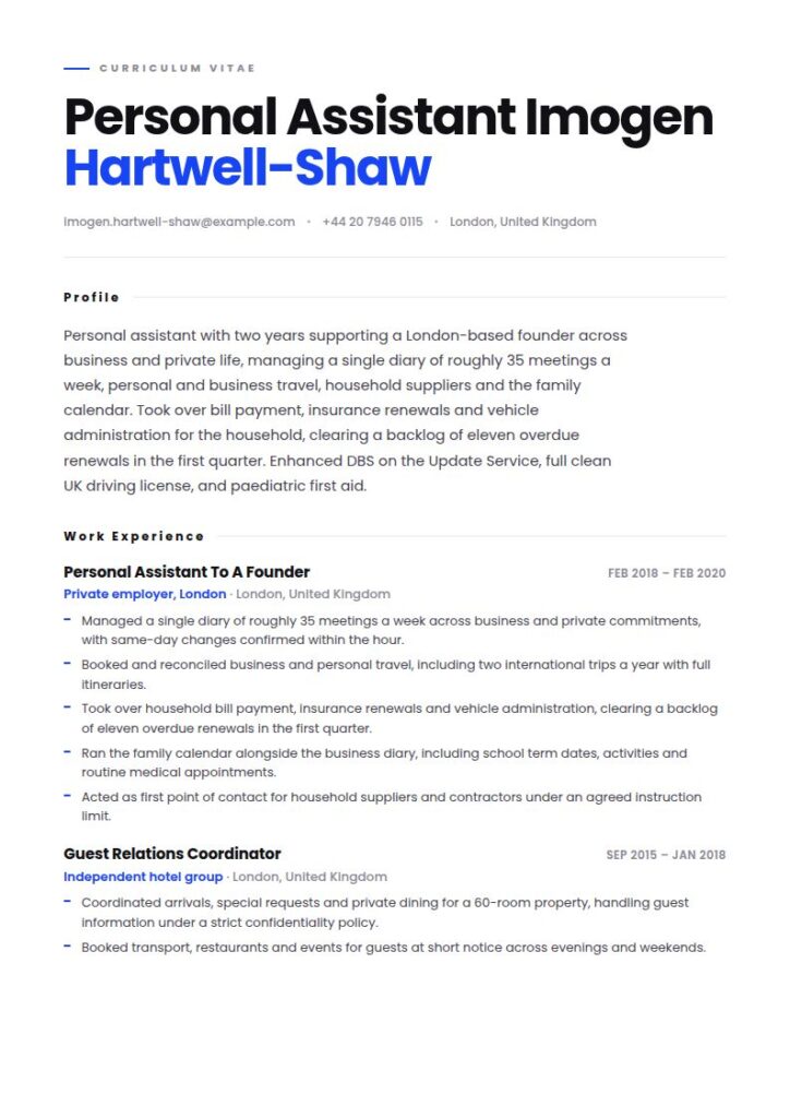 Personal Assistant Resume Examples & Templates