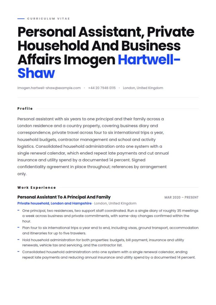 Personal Assistant Resume Examples & Templates