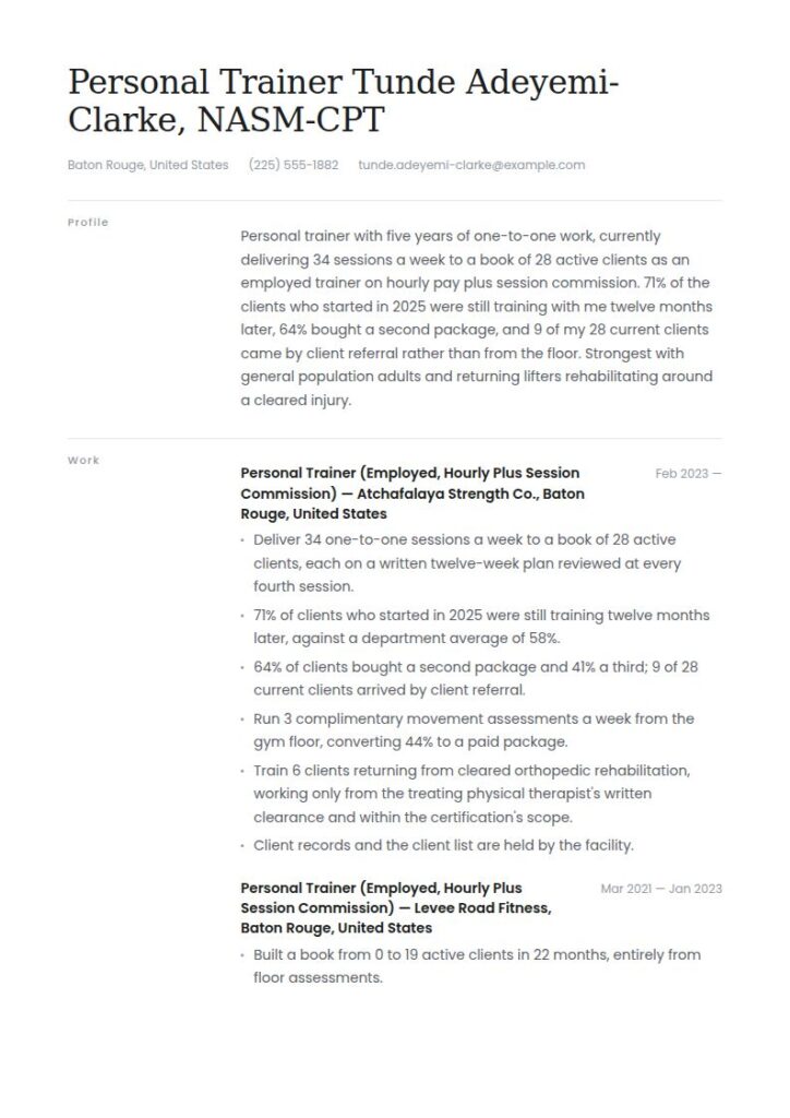 Personal Trainer Resume Examples & Templates