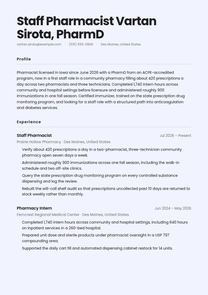 Pharmacist Resume Examples & Templates