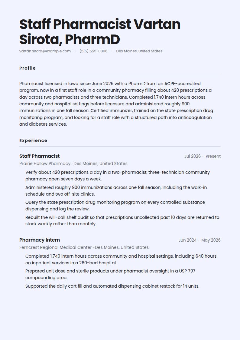 Pharmacist Resume Examples & Templates