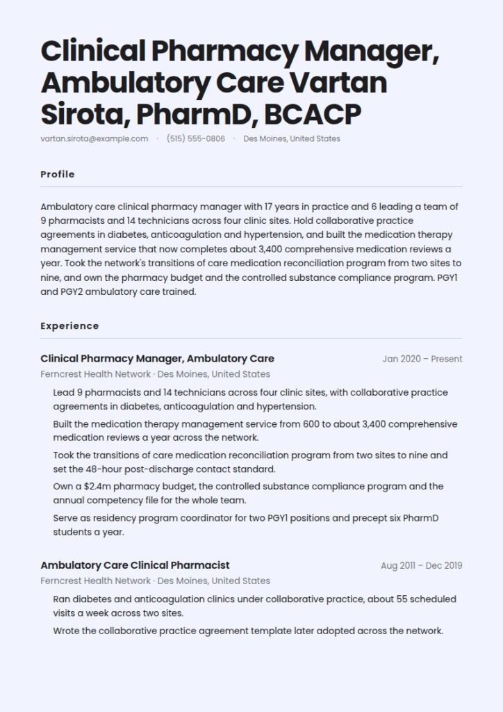 Pharmacist Resume Examples & Templates