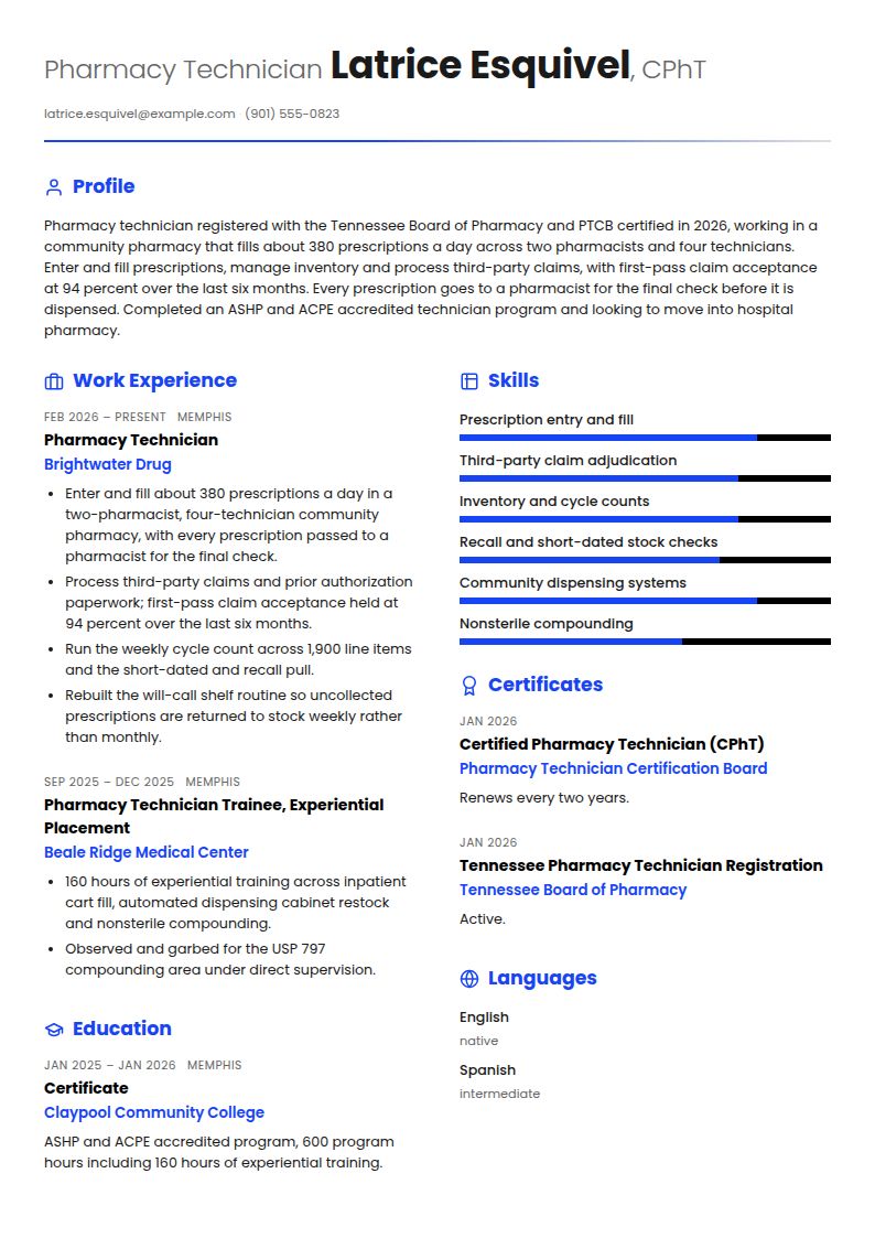 Pharmacy Technician Resume Examples & Templates