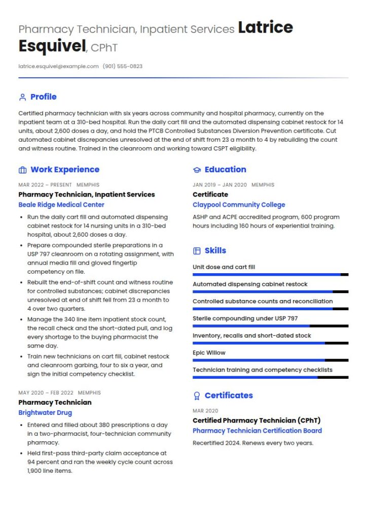 Pharmacy Technician Resume Examples & Templates
