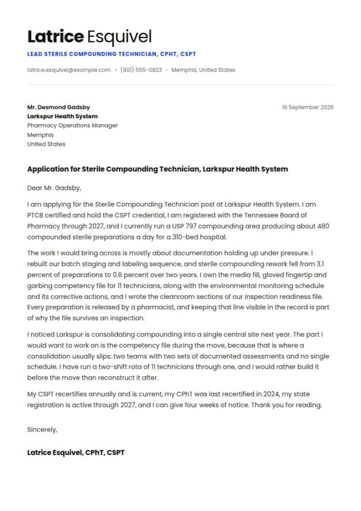 Pharmacy Technician Cover Letter Examples & Templates