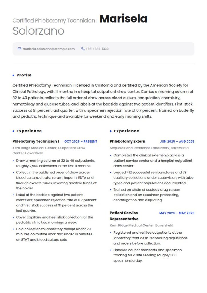 Phlebotomist Resume Examples & Templates
