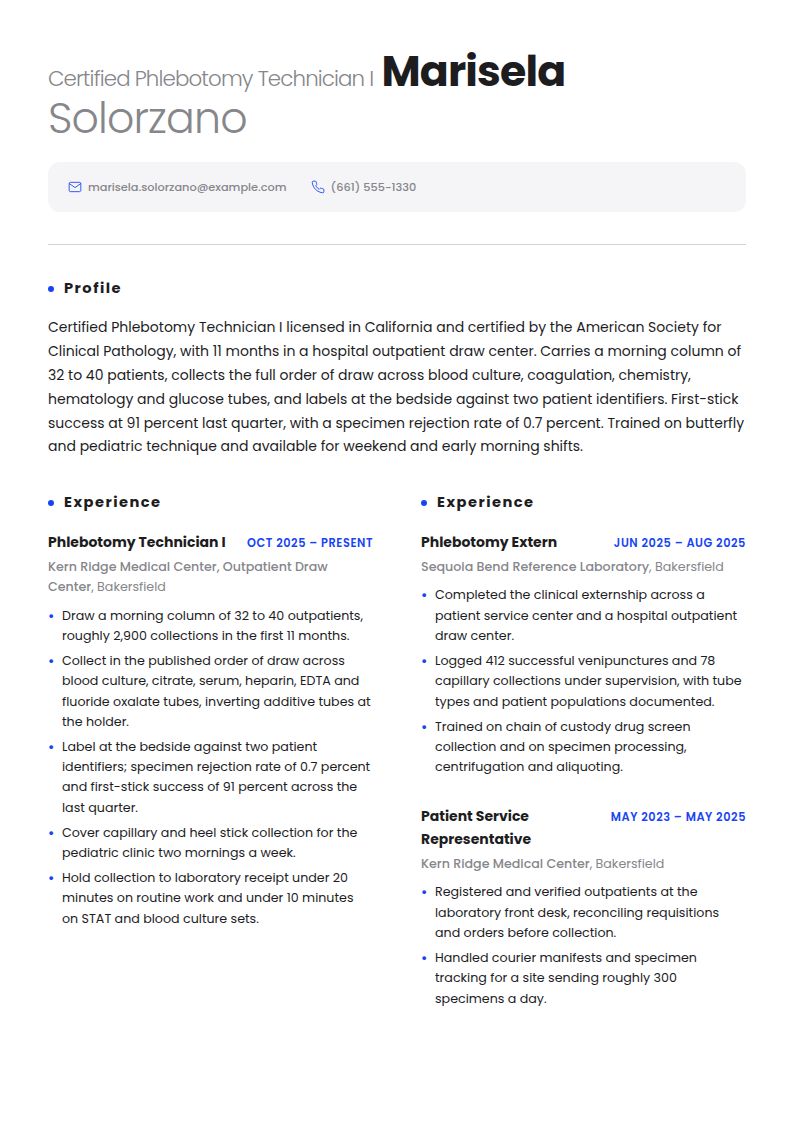 Phlebotomist Resume Examples & Templates