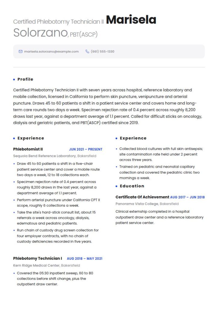 Phlebotomist Resume Examples & Templates