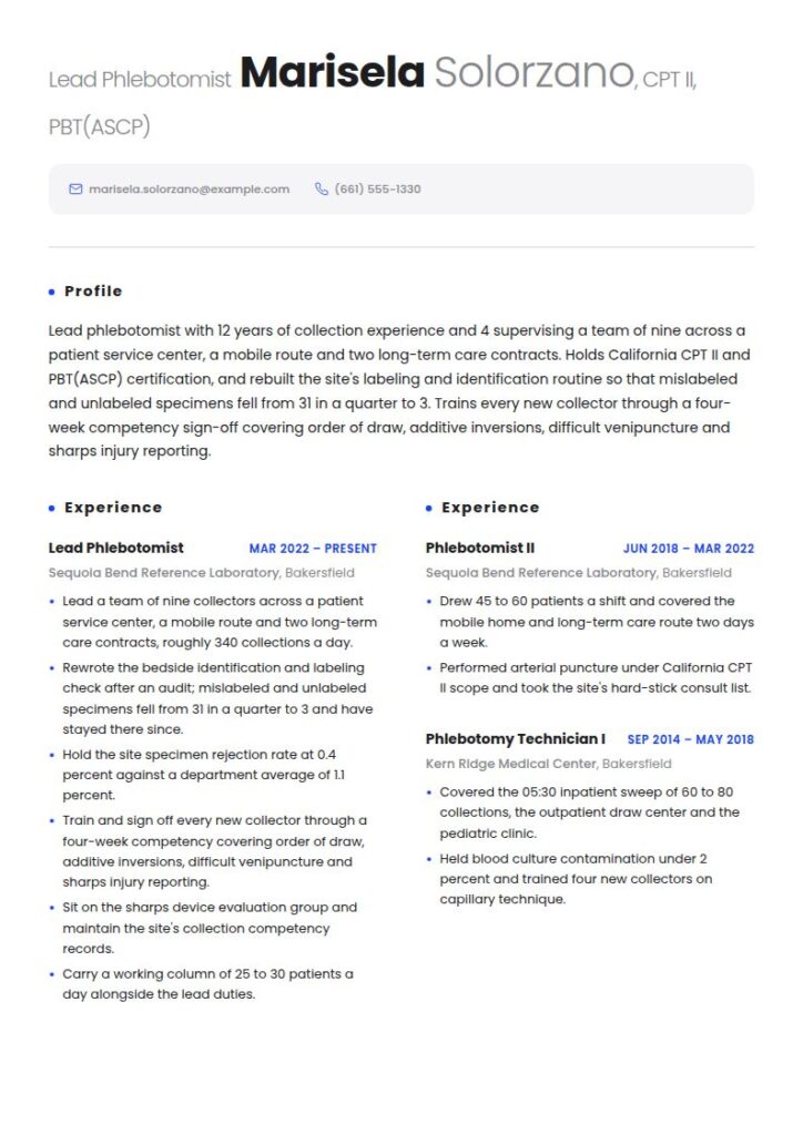 Phlebotomist Resume Examples & Templates