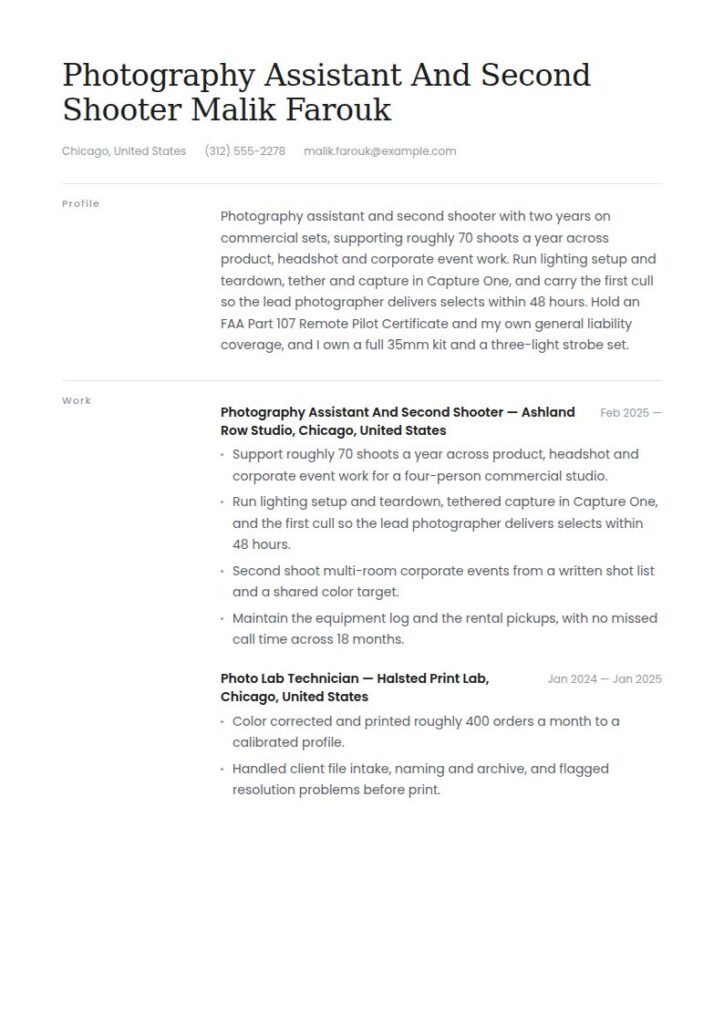 Photographer Resume Examples & Templates