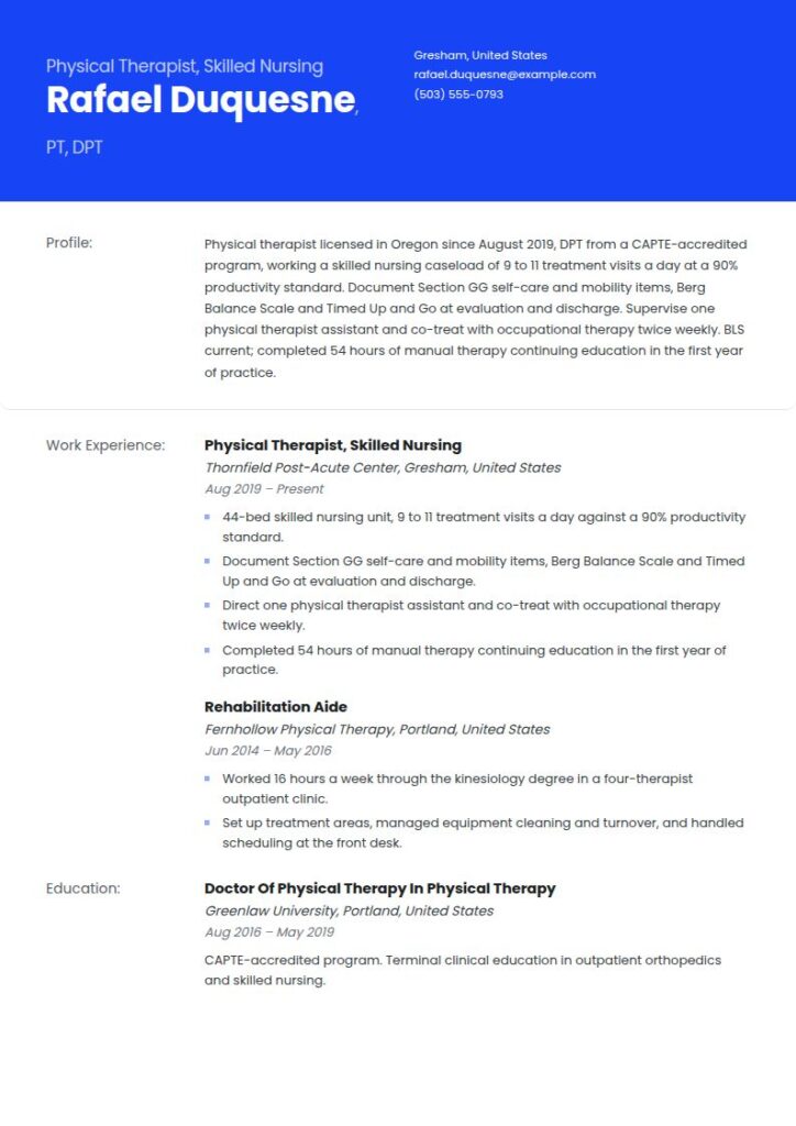Physical Therapist Resume Examples & Templates