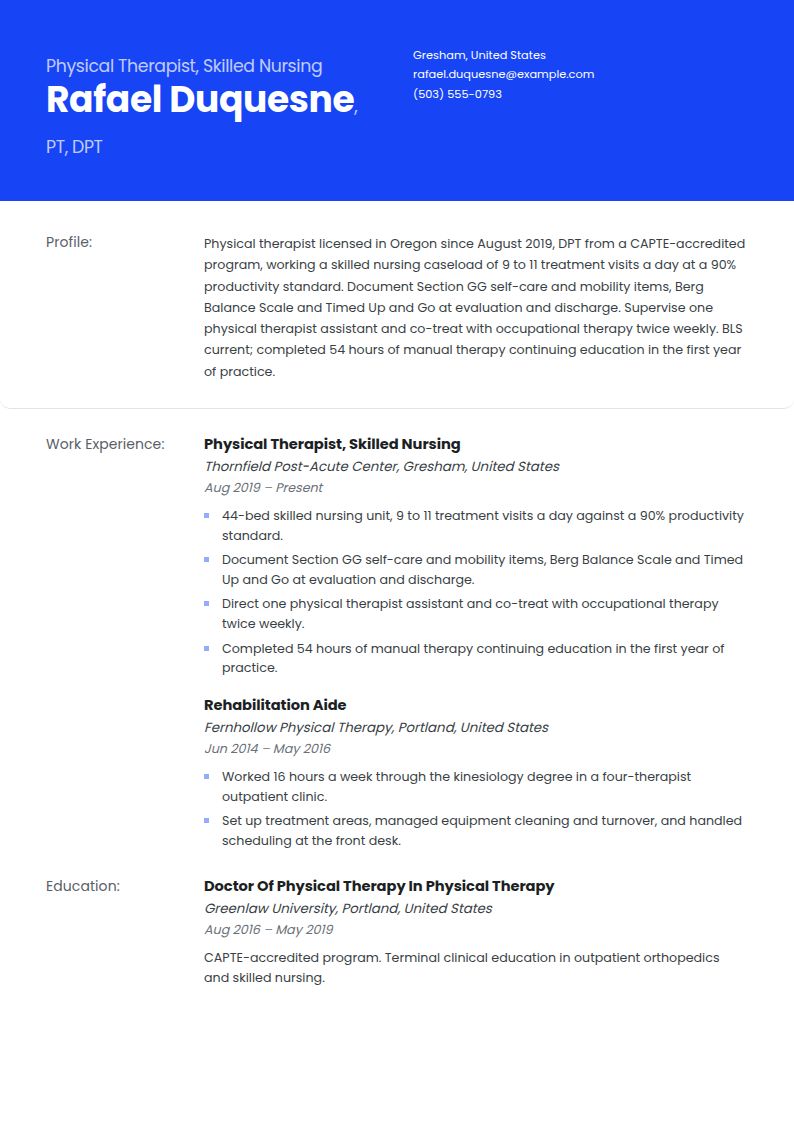 Physical Therapist Resume Examples & Templates