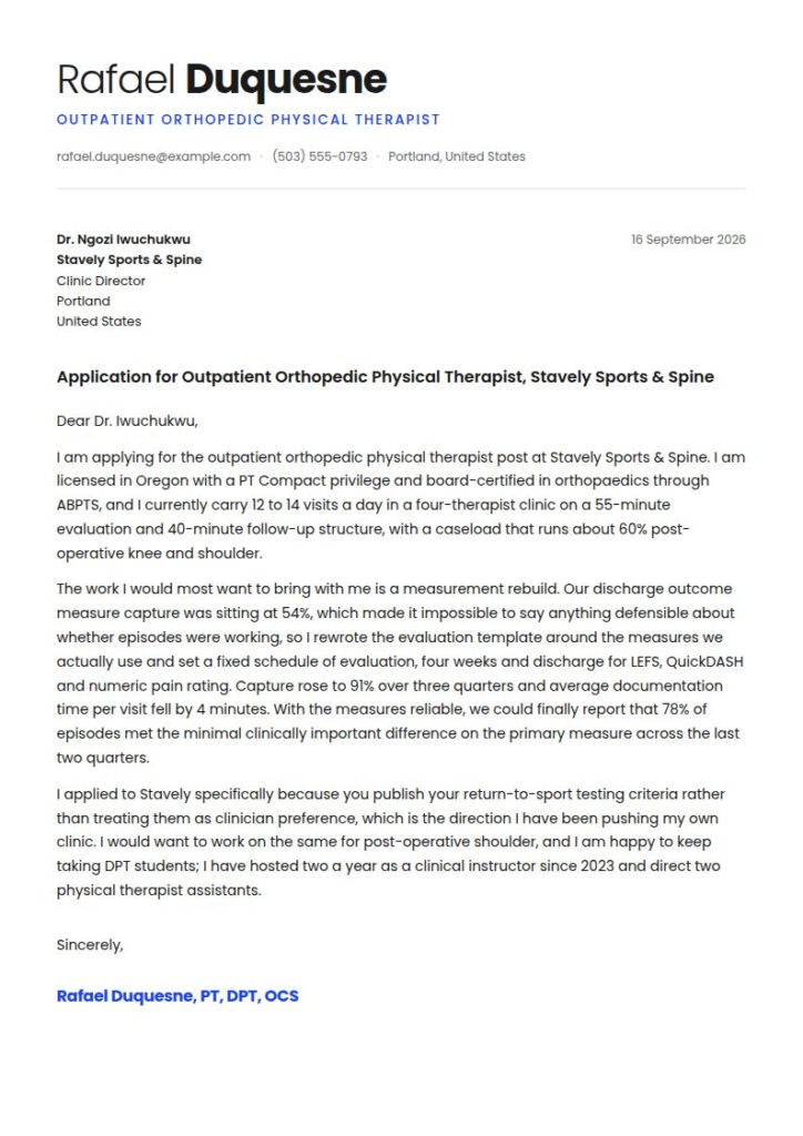 Physical Therapist Cover Letter Examples & Templates