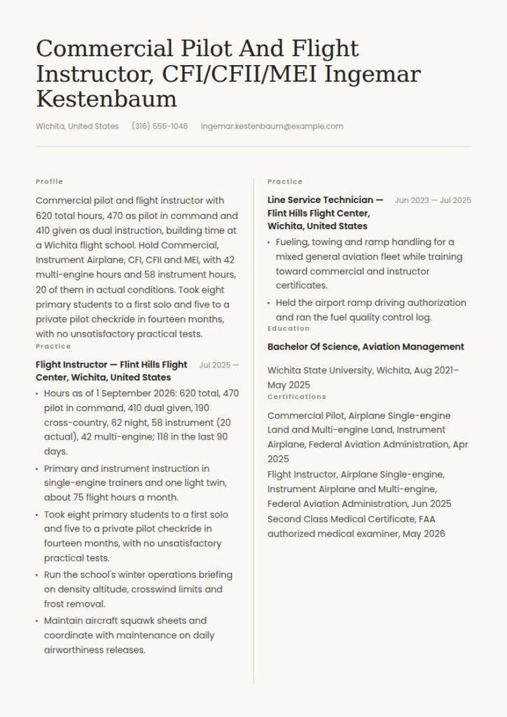 Pilot Resume Examples & Templates