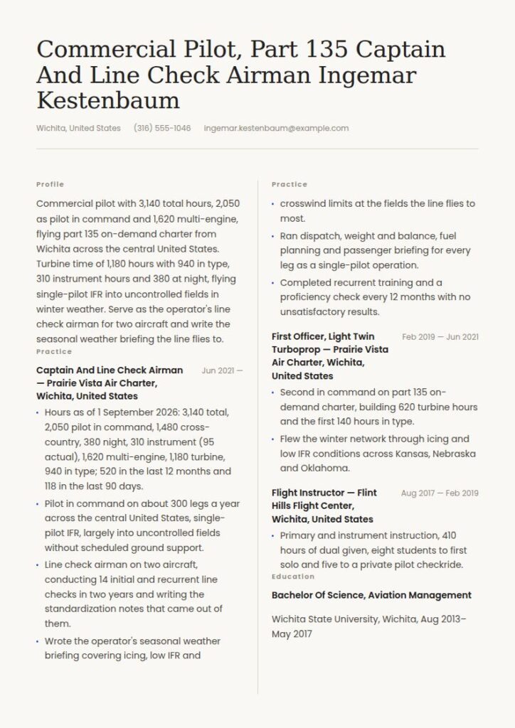 Pilot Resume Examples & Templates