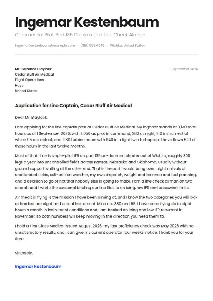Pilot Cover Letter Examples & Templates