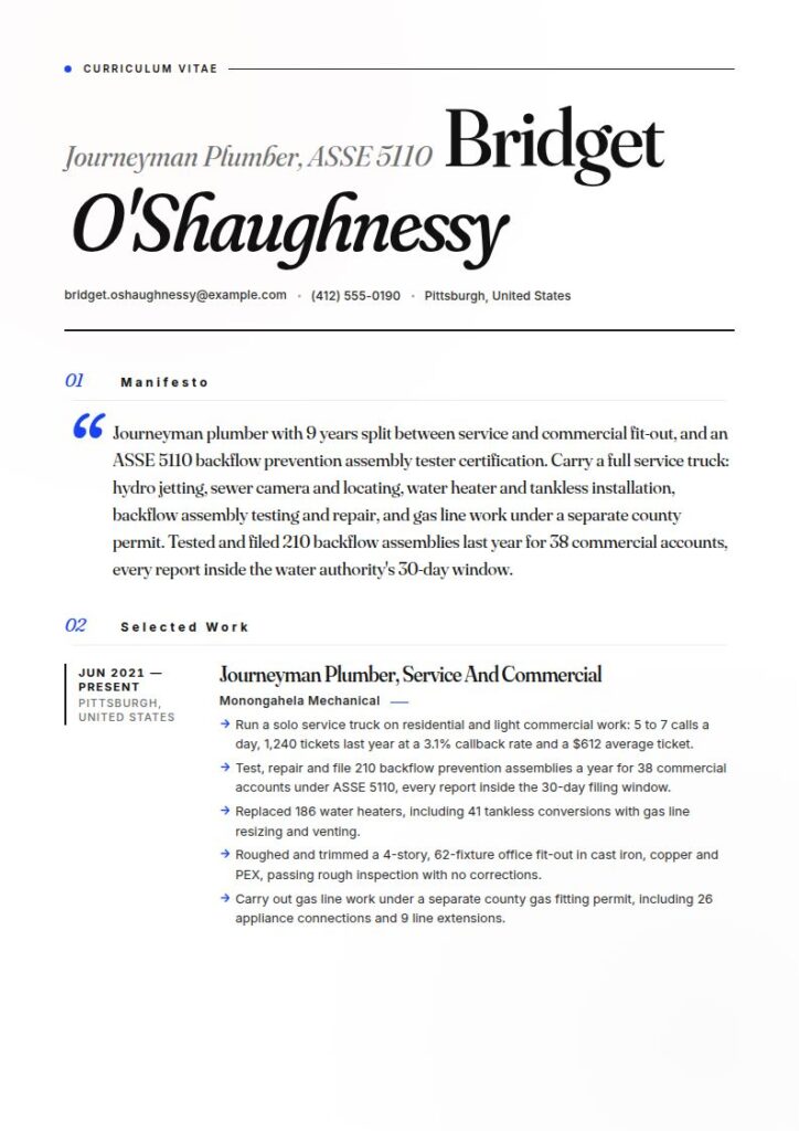 Plumber Resume Examples & Templates