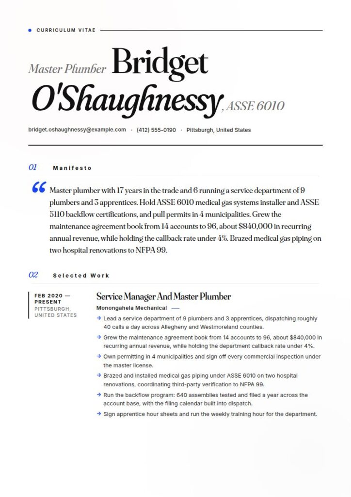 Plumber Resume Examples & Templates