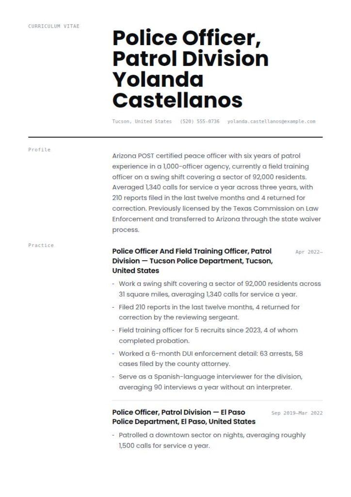 Police Officer Resume Examples & Templates