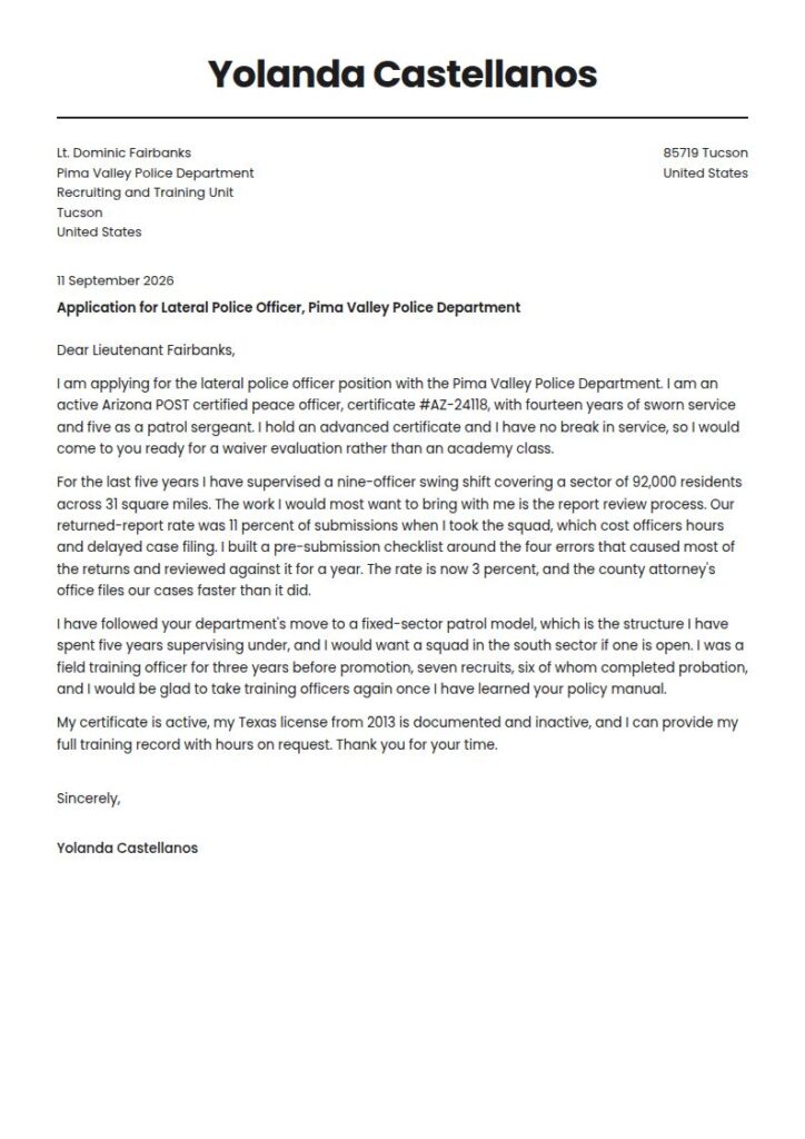 Police Officer Cover Letter Examples & Templates