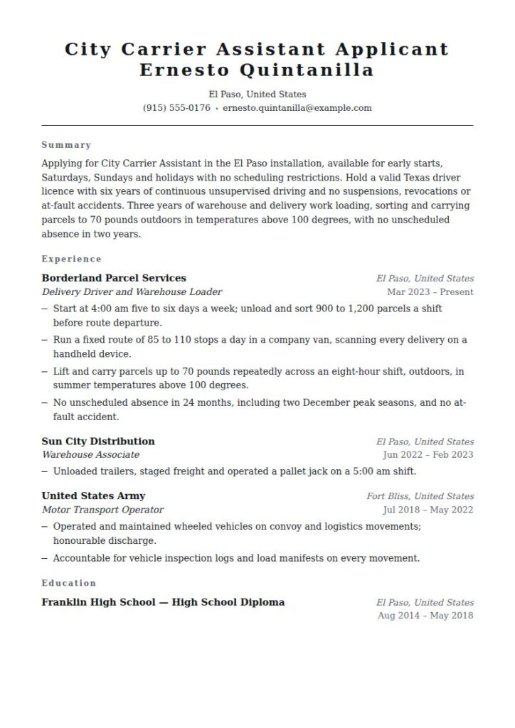Postal Service Worker Resume Examples & Templates