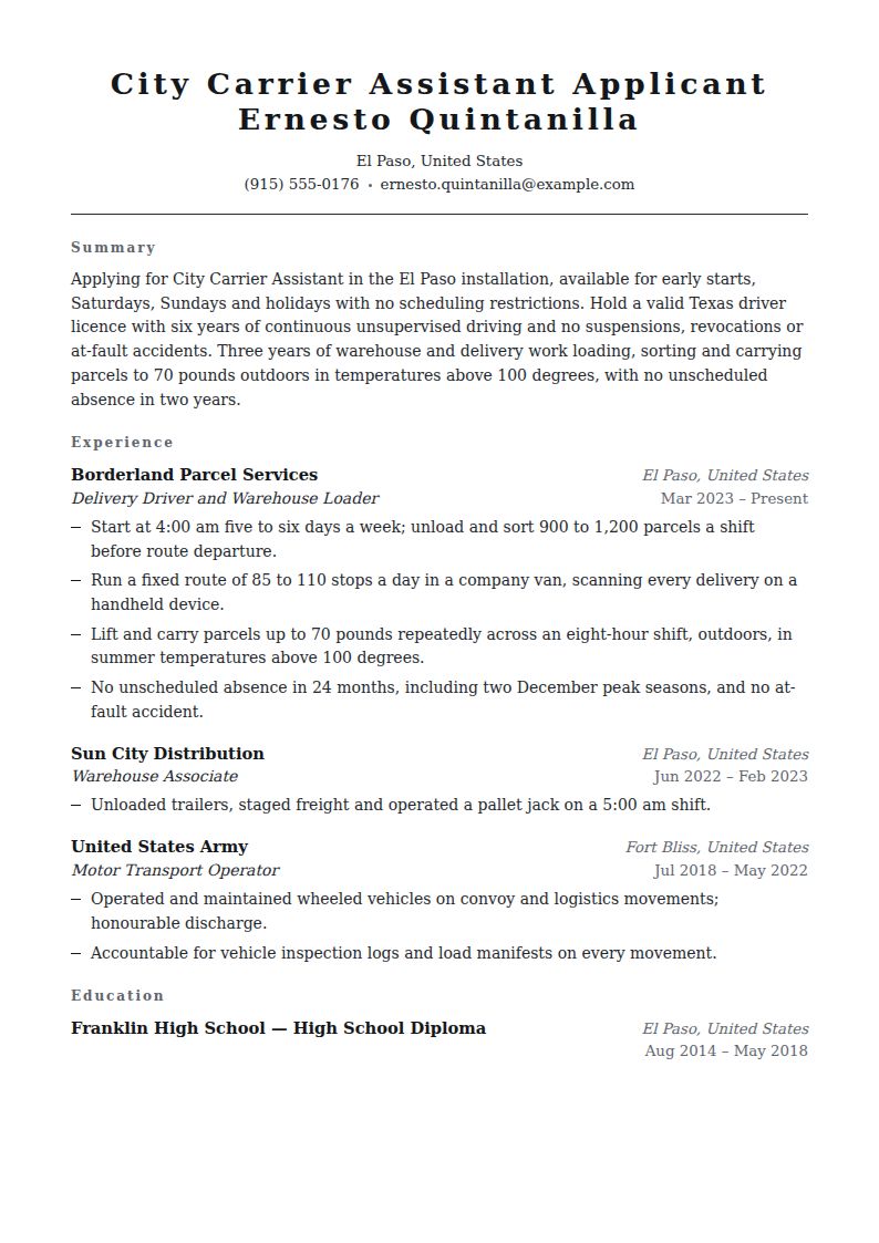 Postal Service Worker Resume Examples & Templates