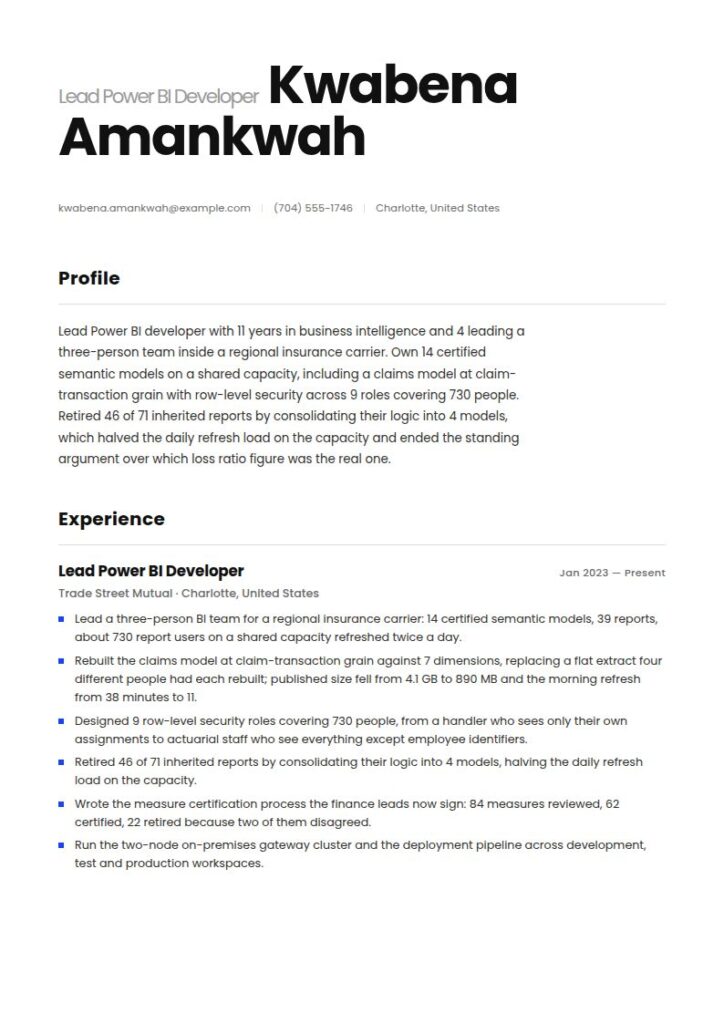 Power BI Developer Resume Examples & Templates