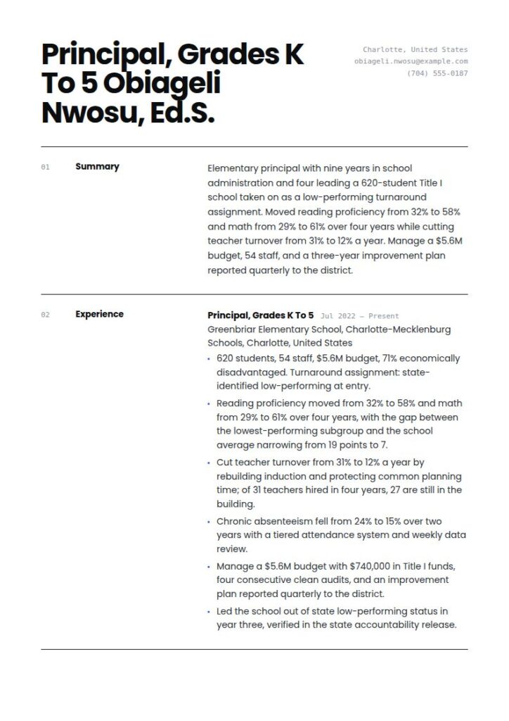 Principal Resume Examples & Templates