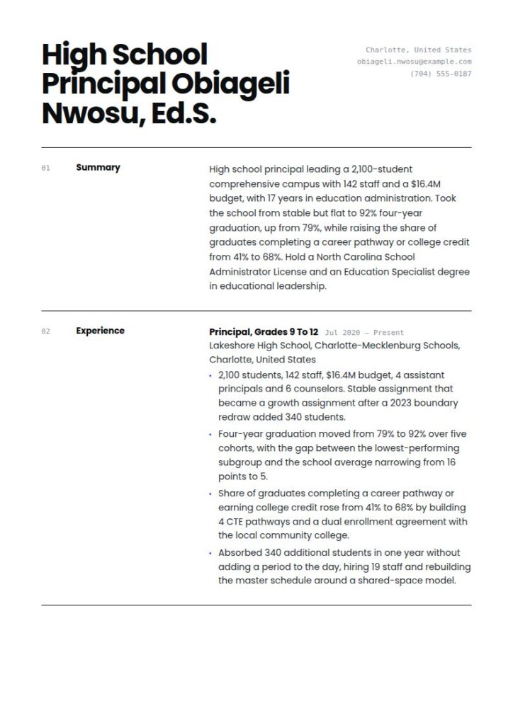 Principal Resume Examples & Templates