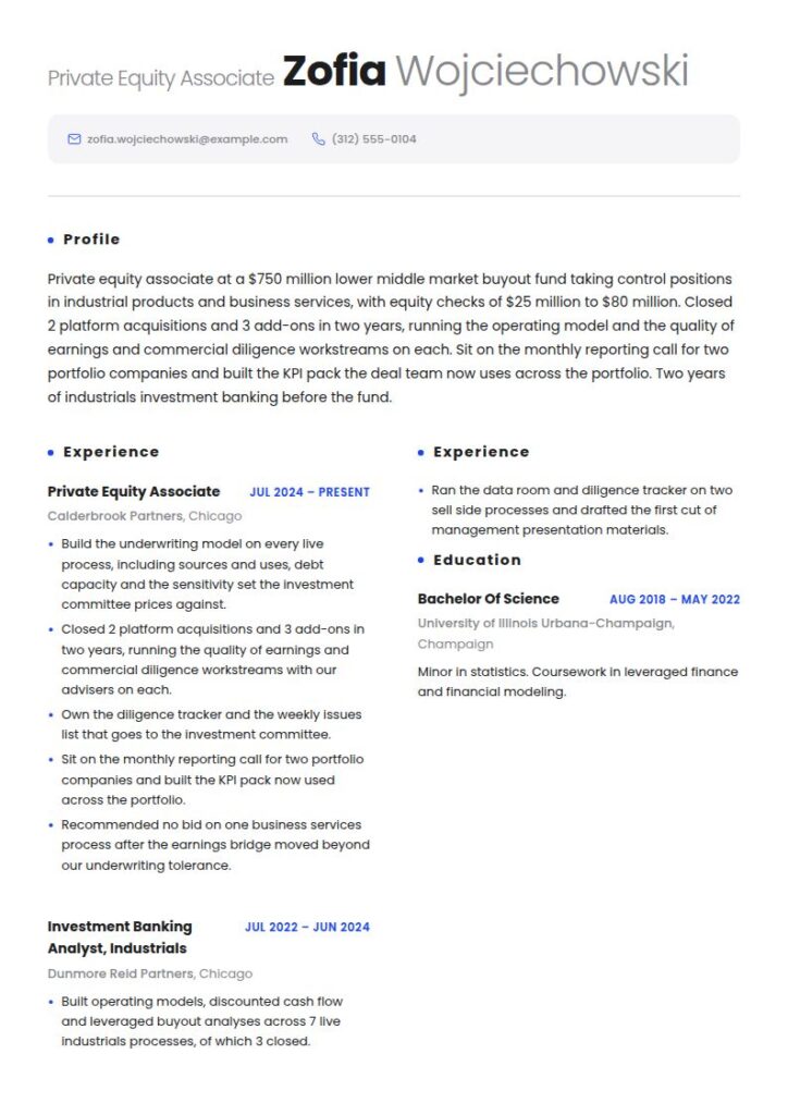 Private Equity Resume Examples & Templates