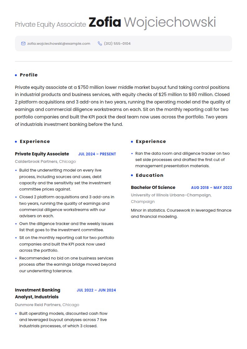 Private Equity Resume Examples & Templates