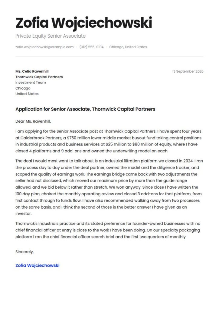 Private Equity Cover Letter Examples & Templates