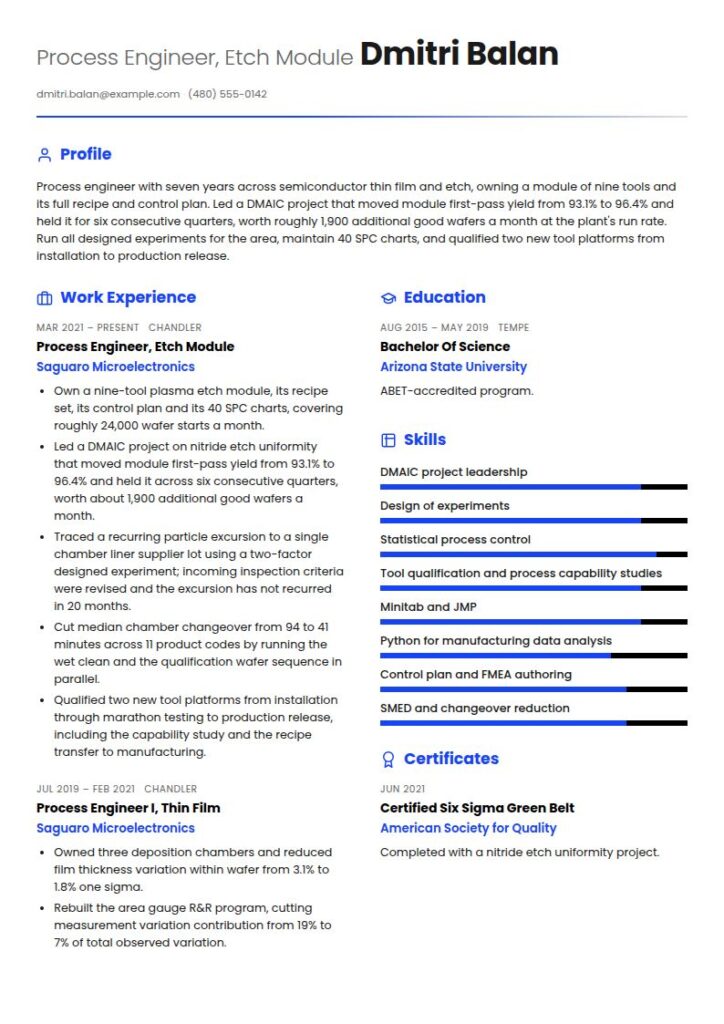 Process Engineer Resume Examples & Templates
