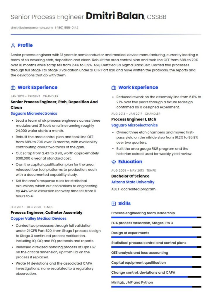 Process Engineer Resume Examples & Templates