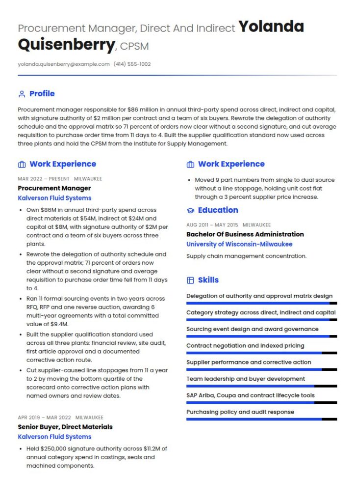 Procurement Manager Resume Examples & Templates