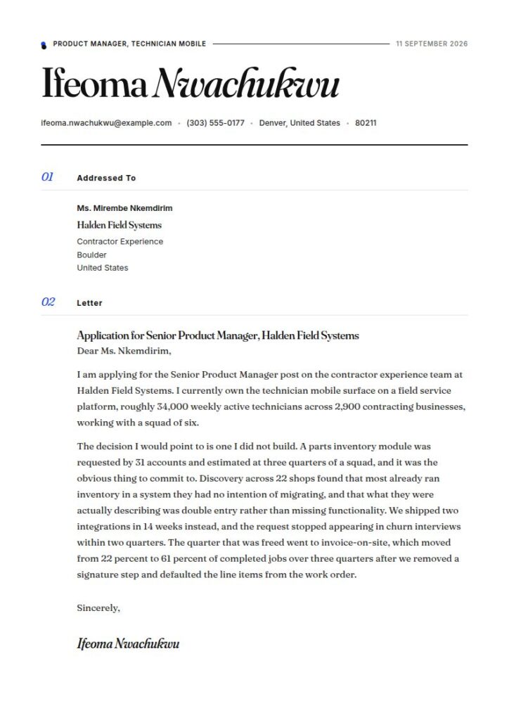 Product Manager Cover Letter Examples & Templates