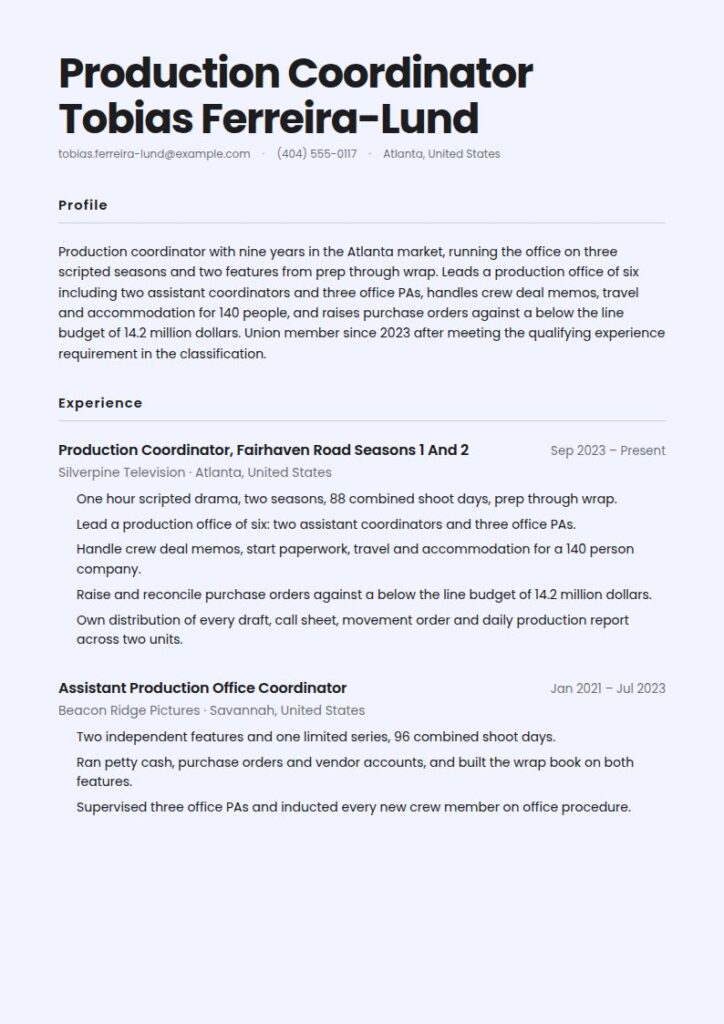 Production Assistant Resume Examples & Templates