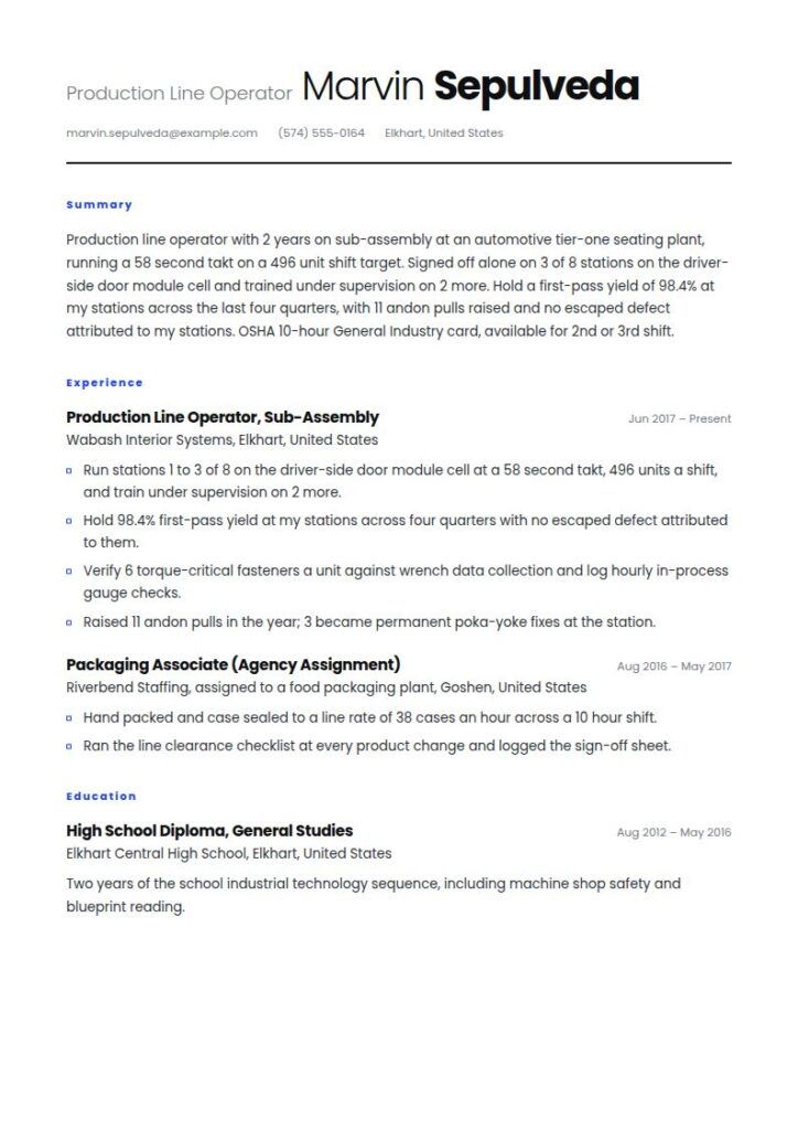 Production Worker Resume Examples & Templates