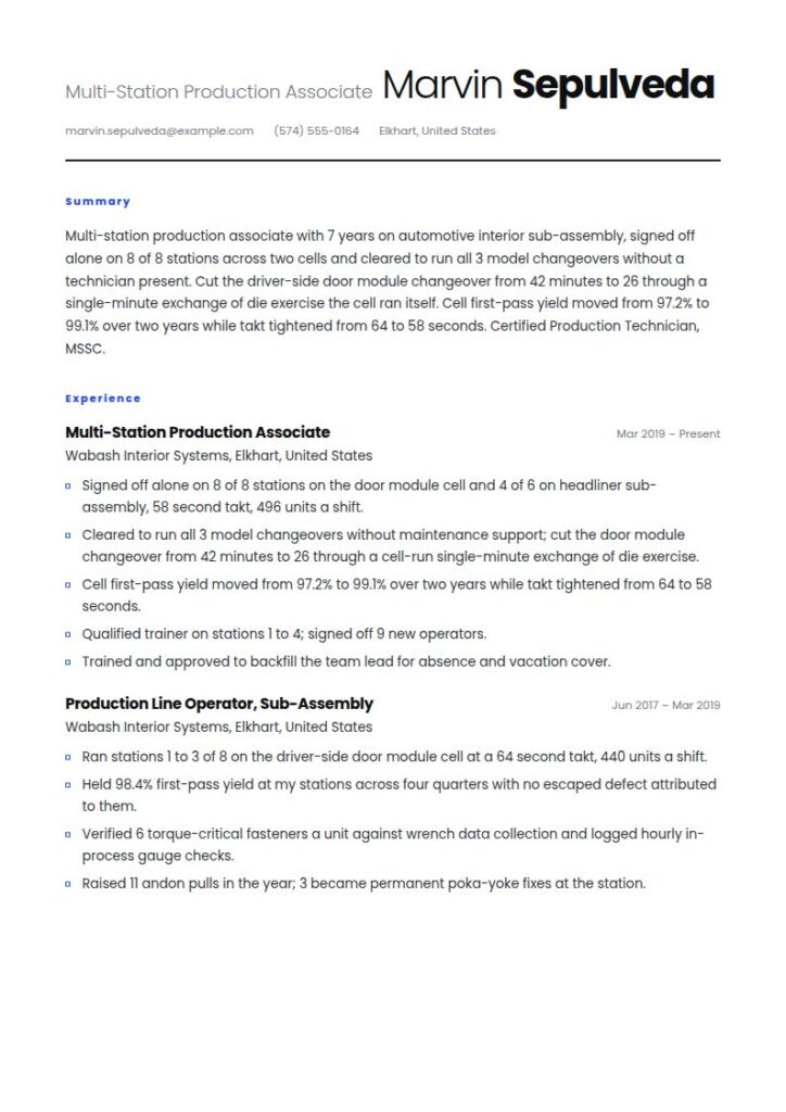 Production Worker Resume Examples & Templates