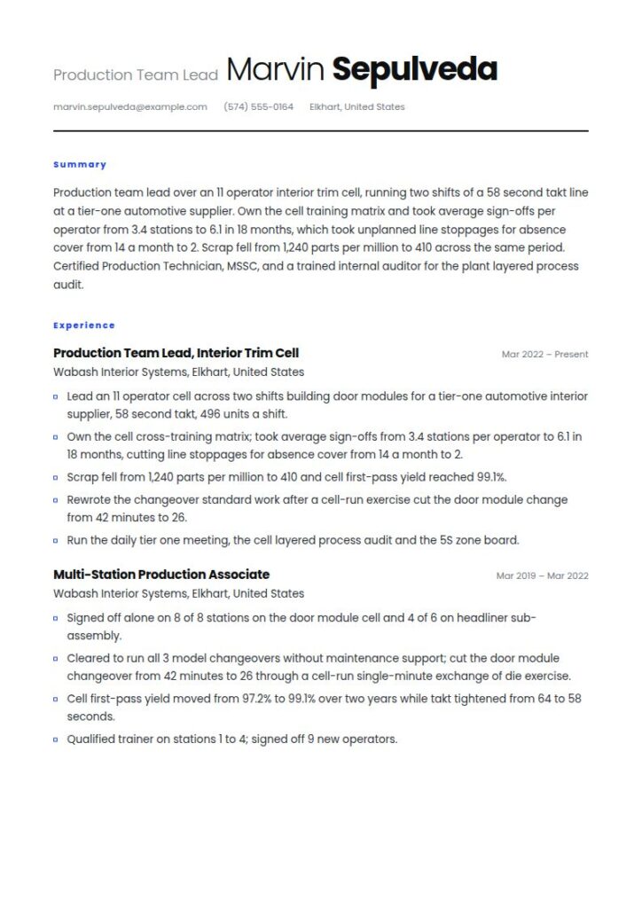 Production Worker Resume Examples & Templates