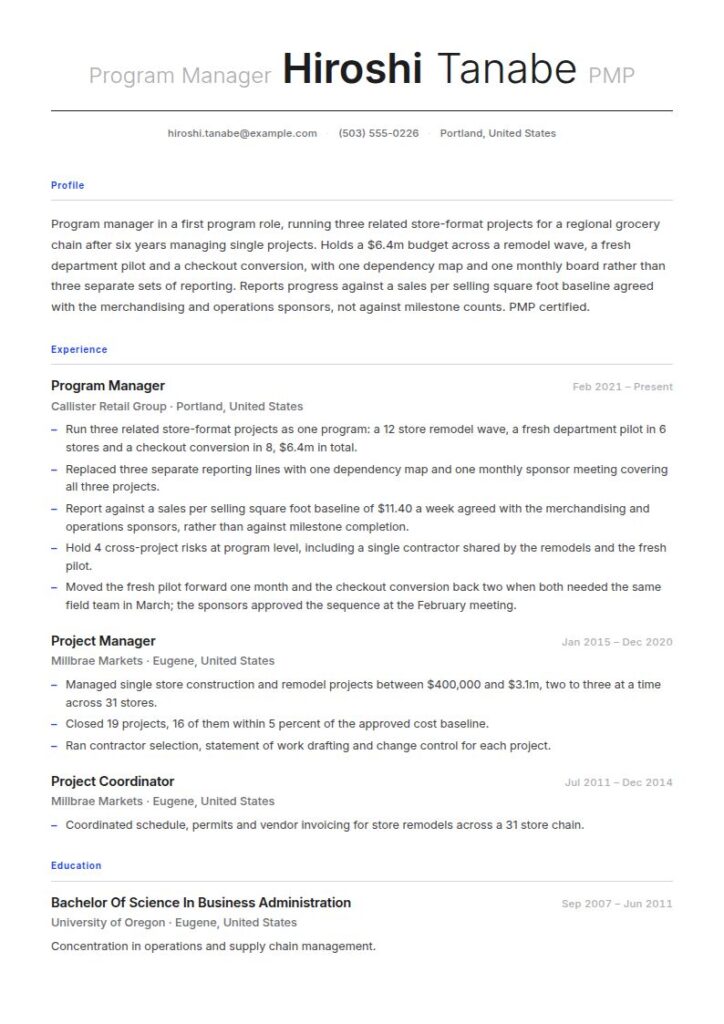 Program Manager Resume Examples & Templates