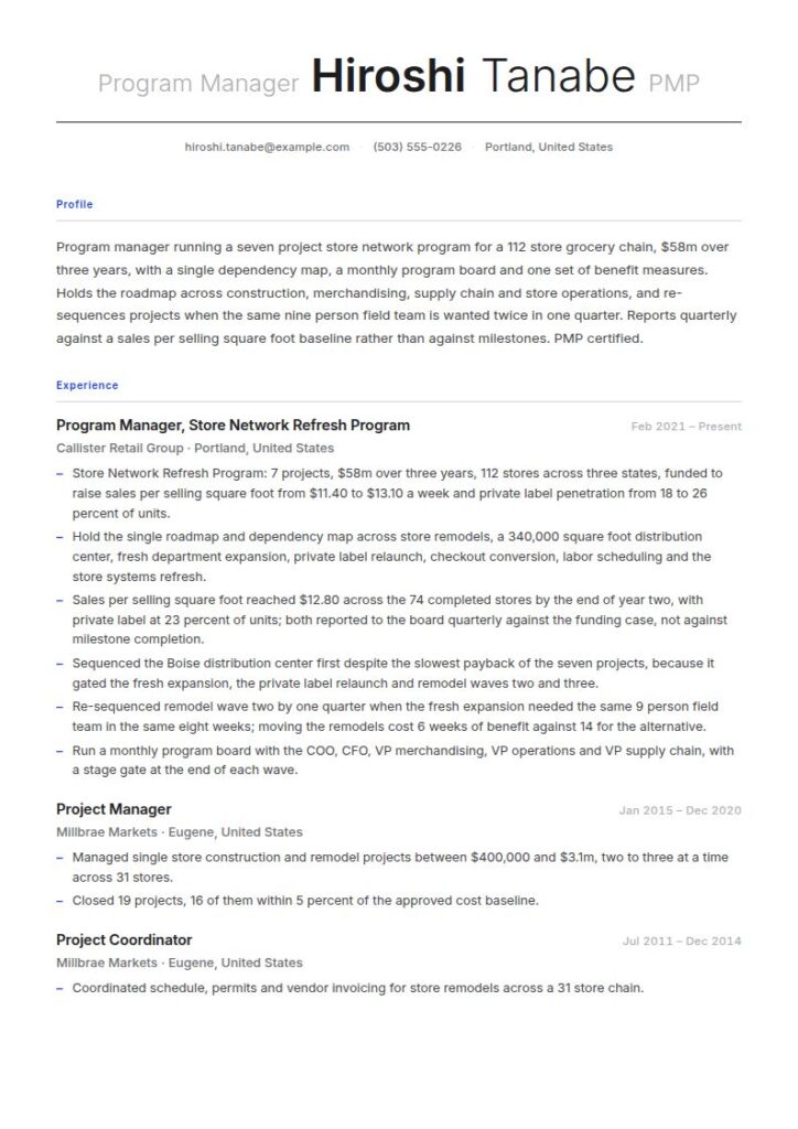Program Manager Resume Examples & Templates