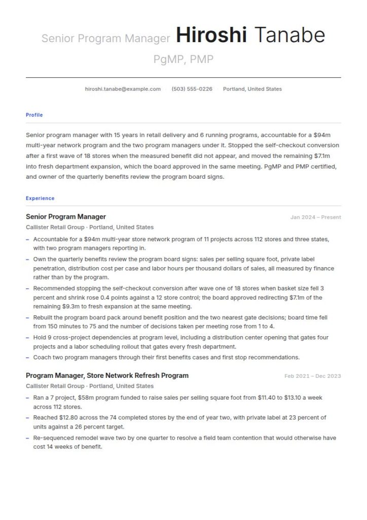 Program Manager Resume Examples & Templates